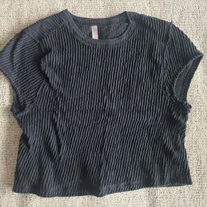 FP Movement by Free People Black Textured Short Sleeve Tee